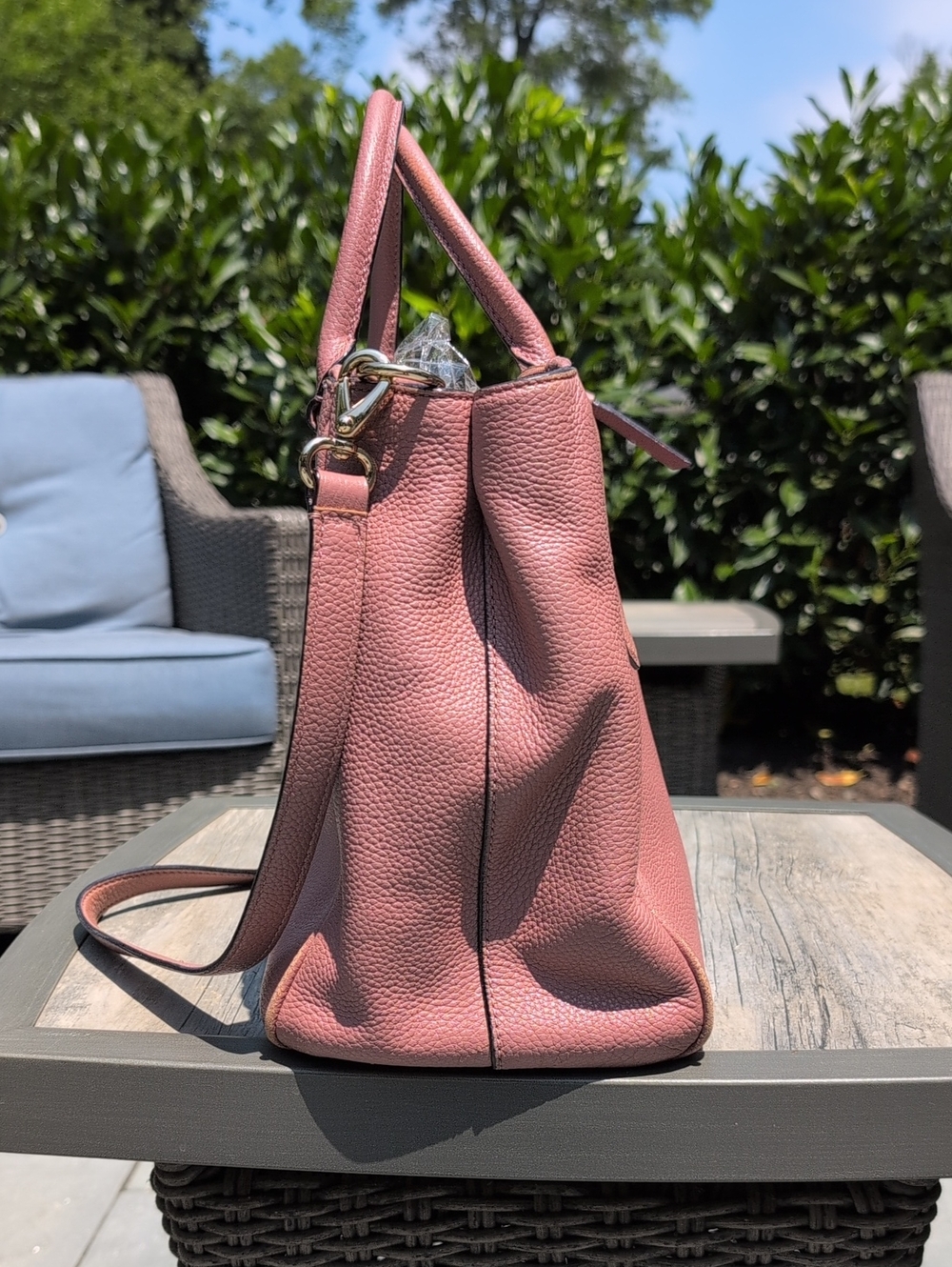 kate spade Mulberry Stree Rose Pink Pebbled Leather Satchel with Removable Strap - Picture 3 of 14